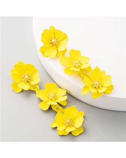 Flowers Bohemian Fashion Western Style Women Boutique Earrings - Yellow