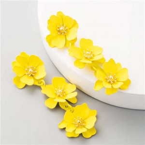 Flowers Bohemian Fashion Western Style Women Boutique Earrings - Yellow