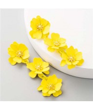 Flowers Bohemian Fashion Western Style Women Boutique Earrings - Yellow