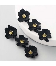 Flowers Bohemian Fashion Western Style Women Boutique Earrings - Black