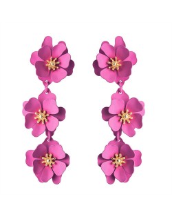 Flowers Bohemian Fashion Western Style Women Boutique Earrings - Pink