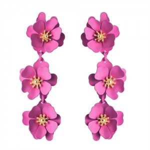 Flowers Bohemian Fashion Western Style Women Boutique Earrings - Pink