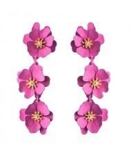 Flowers Bohemian Fashion Western Style Women Boutique Earrings - Pink