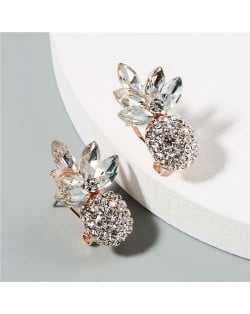 Shining Pineapple Summer Fashion Women Rhinestone Earrings - White