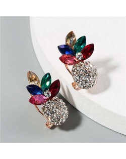 Shining Pineapple Summer Fashion Women Rhinestone Earrings - Multicolor
