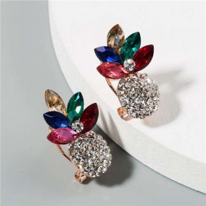 Shining Pineapple Summer Fashion Women Rhinestone Earrings - Multicolor