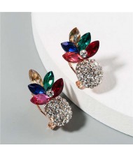 Shining Pineapple Summer Fashion Women Rhinestone Earrings - Multicolor