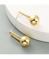 Metallic Ball Design Punk Fashion Style Women Costume Earrings - Golden