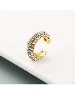 Rhinestone Embellished U.S. High Fashion Women Alloy Hoop Earrings - White