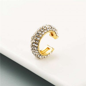 Rhinestone Embellished U.S. High Fashion Women Alloy Hoop Earrings - White