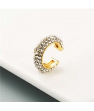 Rhinestone Embellished U.S. High Fashion Women Alloy Hoop Earrings - White