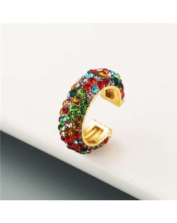 Rhinestone Embellished U.S. High Fashion Women Alloy Hoop Earrings - Multicolor