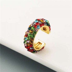 Rhinestone Embellished U.S. High Fashion Women Alloy Hoop Earrings - Multicolor