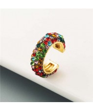 Rhinestone Embellished U.S. High Fashion Women Alloy Hoop Earrings - Multicolor