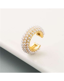Pearl Embellished U.S. High Fashion Women Alloy Hoop Earrings