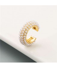 Pearl Embellished U.S. High Fashion Women Alloy Hoop Earrings