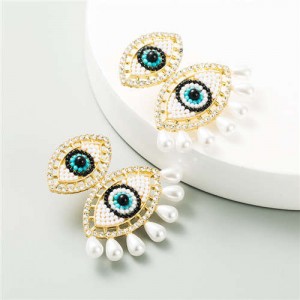 Dual Eyes Design Creative Women Tassel Fashion Earrings - Black