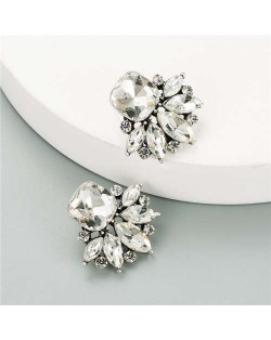 Rhinestone Floral Pattern Hot Sales Women Stud Earrings - White