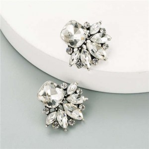 Rhinestone Floral Pattern Hot Sales Women Stud Earrings - White
