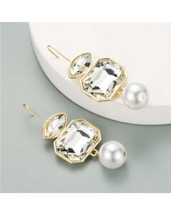 Rhinestone Floral Pattern Hot Sales Women Stud Earrings - White