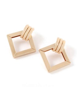 Elegant Hollow Square Design Women Alloy Wholesale Fashion Earrings - Golden