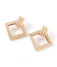 Elegant Hollow Square Design Women Alloy Wholesale Fashion Earrings - Golden