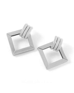 Elegant Hollow Square Design Women Alloy Wholesale Fashion Earrings - Silver