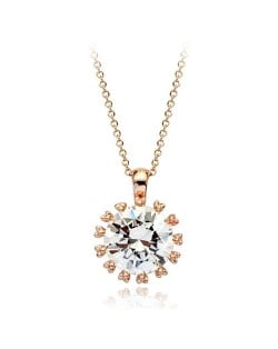 Eternal Love Sparking Zircon 18K Rose Gold Pendant Necklace