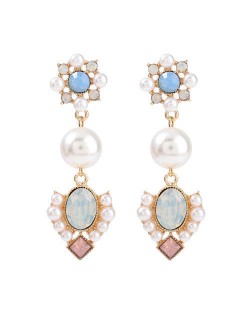 Pearl Fashion Vintage Flowers Design Western Style Wholesale Women Earrings