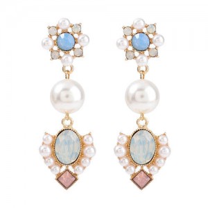 Pearl Fashion Vintage Flowers Design Western Style Wholesale Women Earrings