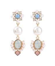 Pearl Fashion Vintage Flowers Design Western Style Wholesale Women Earrings
