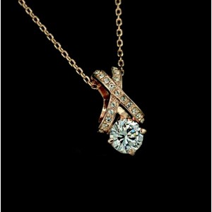 Perfect Design Austrian Crystal 18K Rose Gold Pendant Necklace