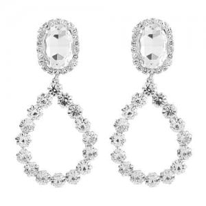 Shining Waterdrop Korean Fashion Graceful Women Alloy Costume Earrings