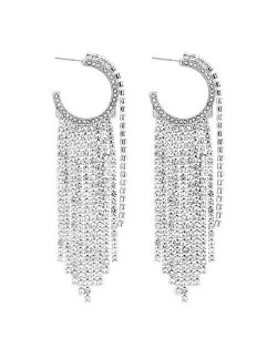 Rhinestone All-over Design U.S. High Fashion Long Tassel Wholesale Women Earrings