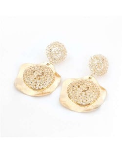 Rhinestone Embellished Irregular Shape Design Vintage Style Alloy Women Wholesale Costume Earrings - Golden