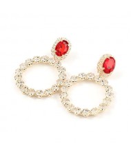 Super Shining Fashion Rhinestone Ring Design Women Wholesale Earrings - Golden