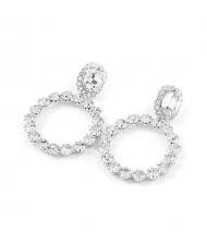 Super Shining Fashion Rhinestone Ring Design Women Wholesale Earrings - Silver