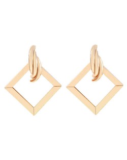 Romantic Design Hollow Square Design U.S. High Fashion Alloy Women Earrings - Golden