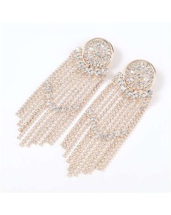 Glistening Rhinestone Banquet Fashion Women Tassel Wholesale Earrings - Golden