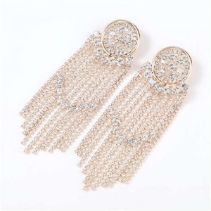 Glistening Rhinestone Banquet Fashion Women Tassel Wholesale Earrings - Golden