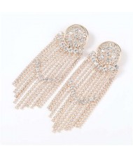 Glistening Rhinestone Banquet Fashion Women Tassel Wholesale Earrings - Golden