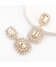 Super Shining Banquet Fashion Dual Ovals Design Women Wholesale Costume Earrings - Golden