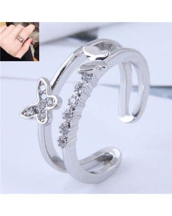 Romantic Butterflies Decorated Dual Layers Korean Fashion Wholesale Ring