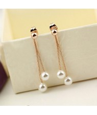 Elegant Twin Pearls Dangling Earrings