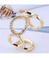 Rounds Combo Korean Fashion Golden Women Open Ring