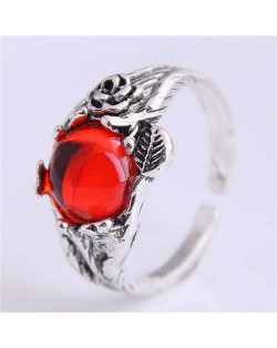 Red Gem Inlaid Vintage Fashion Wholesale Costume Ring