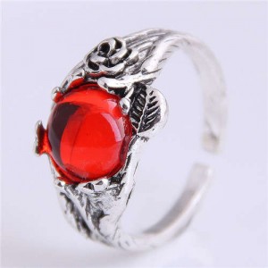 Red Gem Inlaid Vintage Fashion Wholesale Costume Ring