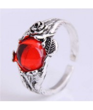 Red Gem Inlaid Vintage Fashion Wholesale Costume Ring