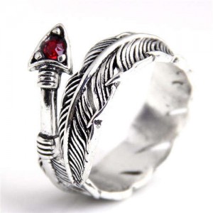 Arrow and Feather Vintage Fashion Women Open Alloy Ring