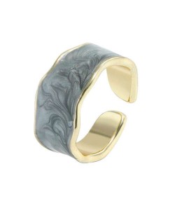 Oil-spot Glazed Wide Fashion Women Open Ring - Gray